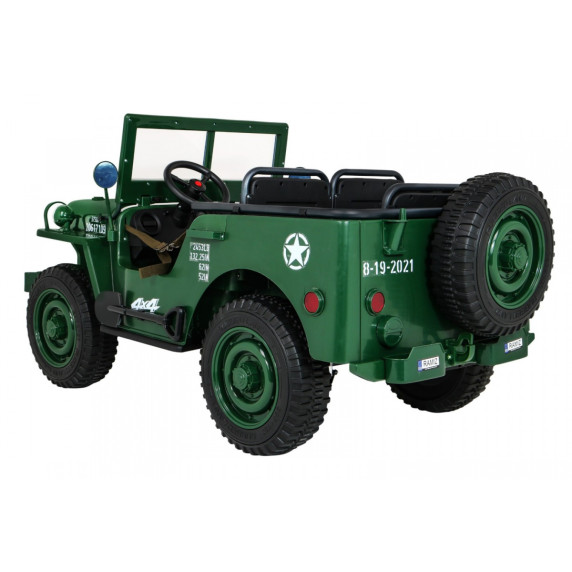 Elektromos retro katonai autó ARMY 4x4 - Sötétzöld