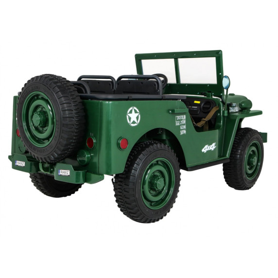 Elektromos retro katonai autó ARMY 4x4 - Sötétzöld