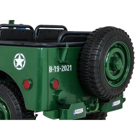 Elektromos retro katonai autó ARMY 4x4 - Sötétzöld