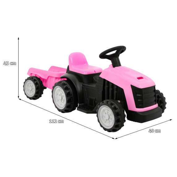 Tractor electric pentru copii cu remorcă - Inlea4Fun - roz