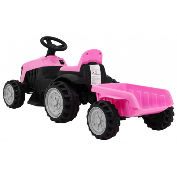 Tractor electric pentru copii cu remorcă - Inlea4Fun - roz