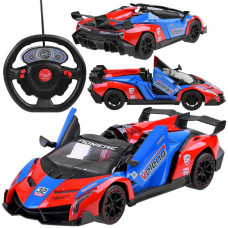 RC Távirányítós sportautó nyitható ajtókkal Inlea4Fun SPORTS CAR - Piros/kék - 