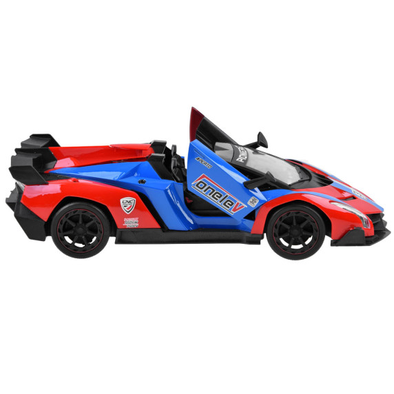 RC Távirányítós sportautó nyitható ajtókkal Inlea4Fun SPORTS CAR - Piros/kék