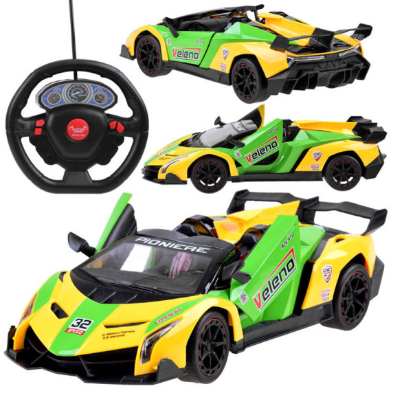 Mașină sport cu telecomandă -  Inlea4Fun SPORTS CAR - verde/galben