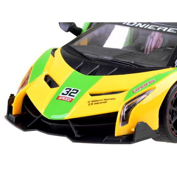 Mașină sport cu telecomandă -  Inlea4Fun SPORTS CAR - verde/galben