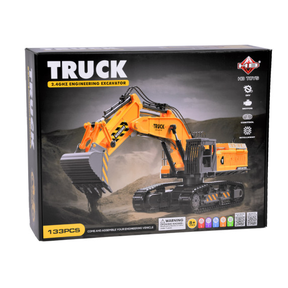 Set de asamblare RC excavator cu telecomandă - Inlea4Fun TRUCK - 133 piese