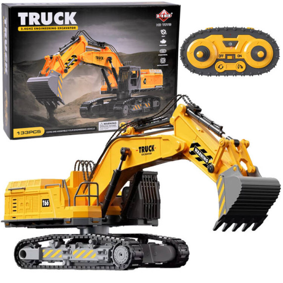 Set de asamblare RC excavator cu telecomandă - Inlea4Fun TRUCK - 133 piese