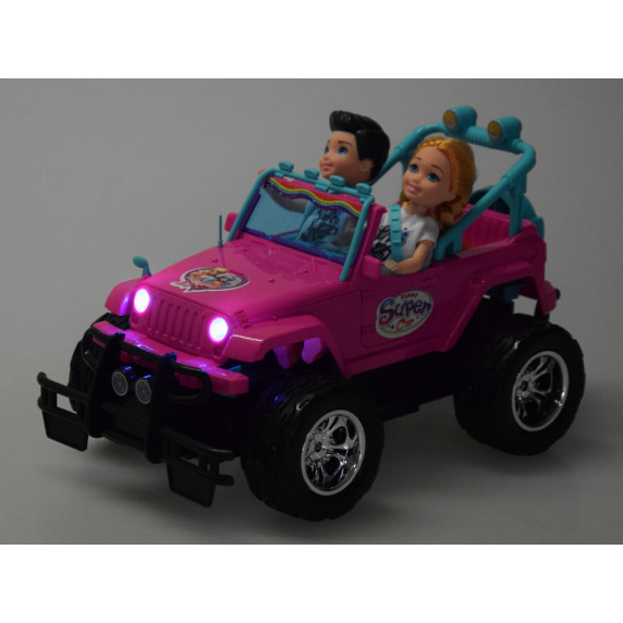 MAȘINĂ ROZ cu telecomandă pentru păpuși - FUNNY SUPER CAR
