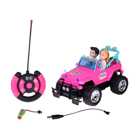 MAȘINĂ ROZ cu telecomandă pentru păpuși - FUNNY SUPER CAR