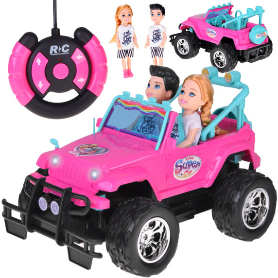 MAȘINĂ ROZ cu telecomandă pentru păpuși - FUNNY SUPER CAR