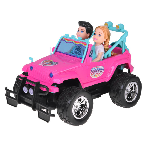 MAȘINĂ ROZ cu telecomandă pentru păpuși - FUNNY SUPER CAR