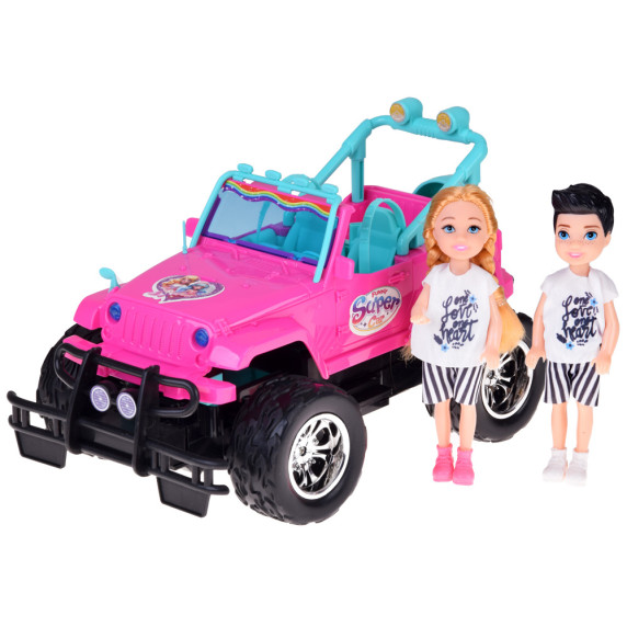 MAȘINĂ ROZ cu telecomandă pentru păpuși - FUNNY SUPER CAR