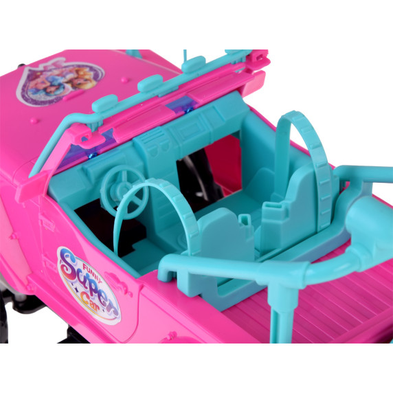 MAȘINĂ ROZ cu telecomandă pentru păpuși - FUNNY SUPER CAR