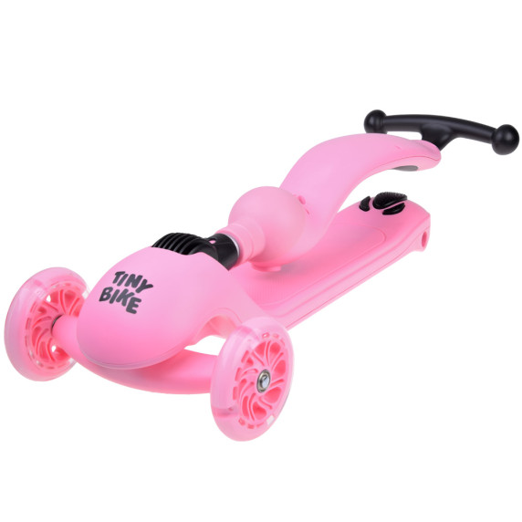Trojkolesová kolobežka 2v1 s vodiacou tyčou a svietiacimi kolesami Inlea4Fun Tiny Bike - ružová