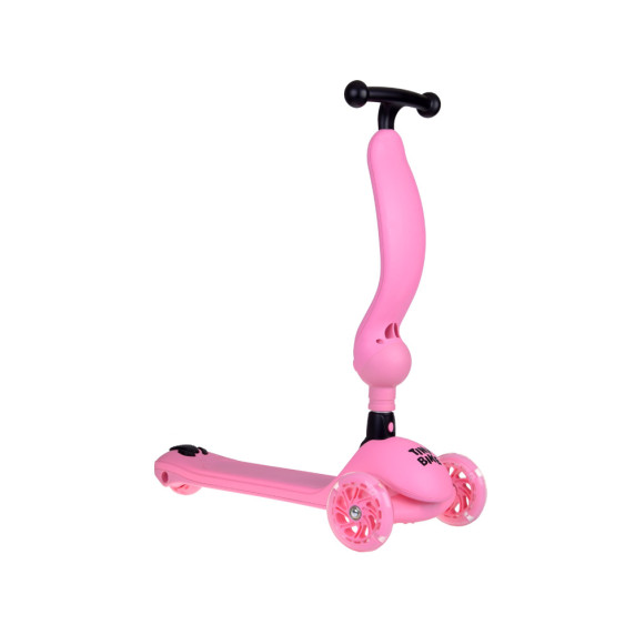 Trojkolesová kolobežka 2v1 s vodiacou tyčou a svietiacimi kolesami Inlea4Fun Tiny Bike - ružová