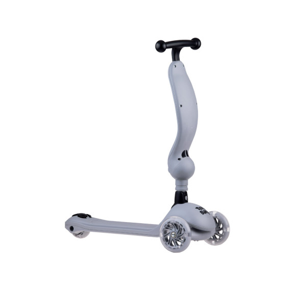 Trojkolesová kolobežka 2v1 s vodiacou tyčou a svietiacimi kolesami Inlea4Fun Tiny Bike - sivá