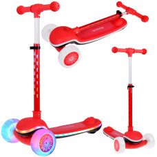 Balančná kolobežka 3-kolesová so zvukovými a svetelnými efektmi SCOOTER - červená - 