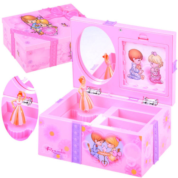 Ékszerdoboz balerinával Inlea4Fun MUSICAL JEWELLERY BOX - rózsaszín