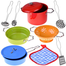 Set de gătit pentru copii 11 buc - Inlea4Fun - METAL KITCHEN PLAYSET - 
