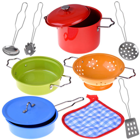 Set de gătit pentru copii 11 buc - Inlea4Fun - METAL KITCHEN PLAYSET