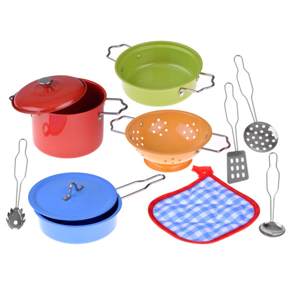 Set de gătit pentru copii 11 buc - Inlea4Fun - METAL KITCHEN PLAYSET