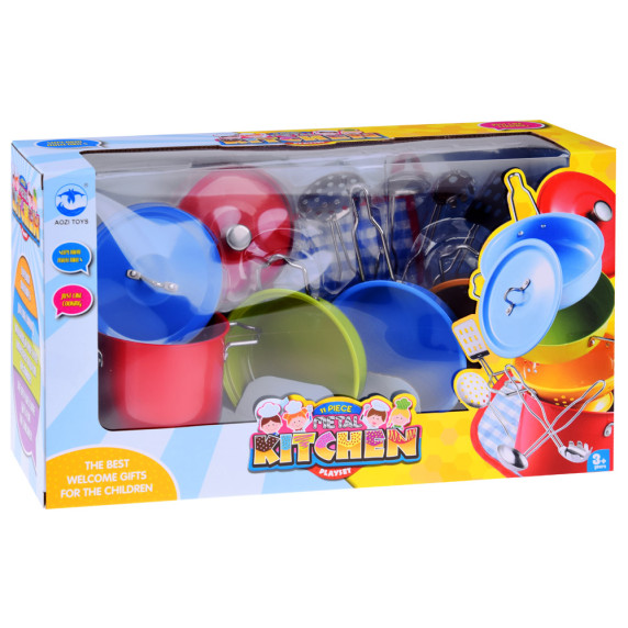 Set de gătit pentru copii 11 buc - Inlea4Fun - METAL KITCHEN PLAYSET