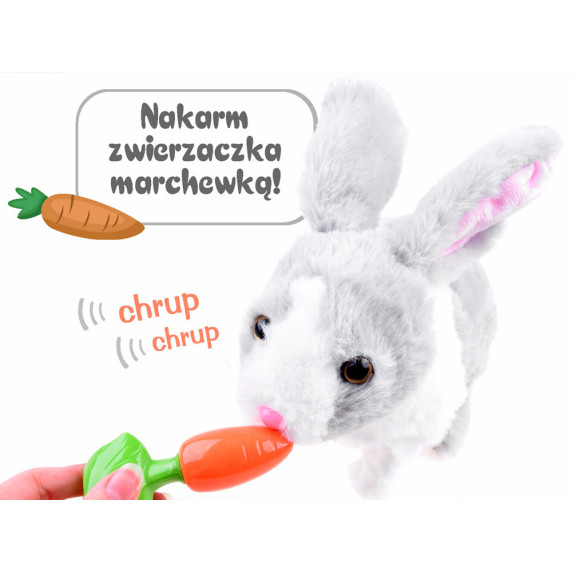 Iepuraș interactiv - 21 cm - Inlea4Fun - gri