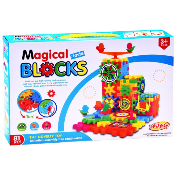 Fogaskerék építőjáték 81 darabos Inlea4Fun MAGICAL BLOCKS