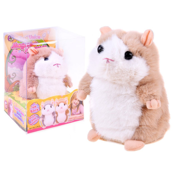 Hamster de pluș care interactiv amuzant - ZA3453 - Alb-bej