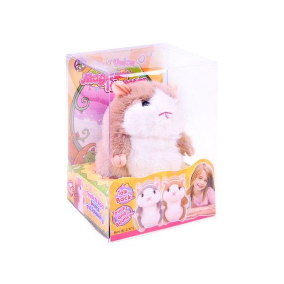 Hamster de pluș care interactiv amuzant - ZA3453 - Alb-bej