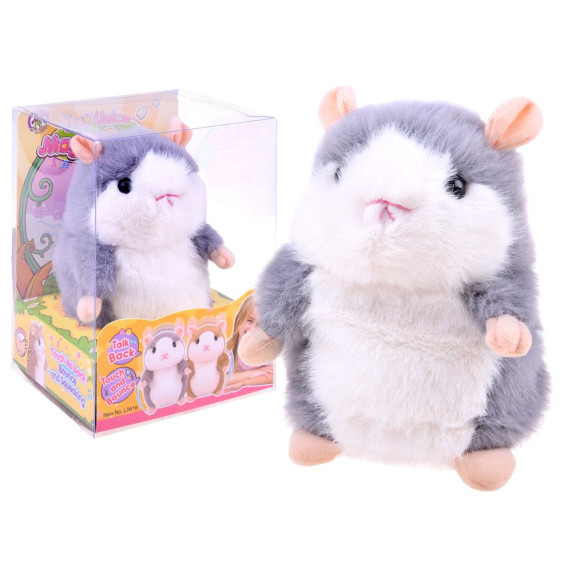 Hamster de pluș care interactiv amuzant - ZA3453 - alb- albastru