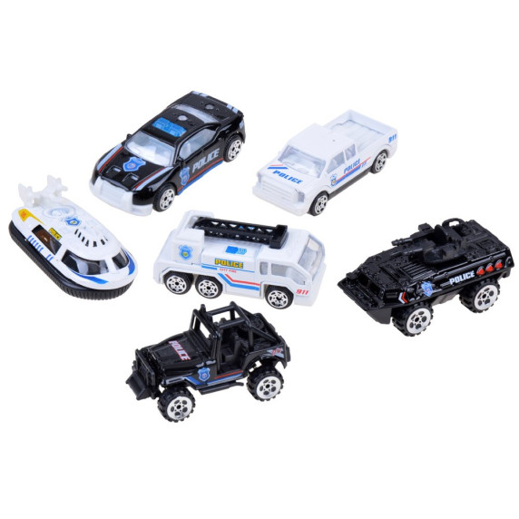 Set vehicule metalice - Inlea4Fun DIE CAST - vehicule de poliție 6 piese