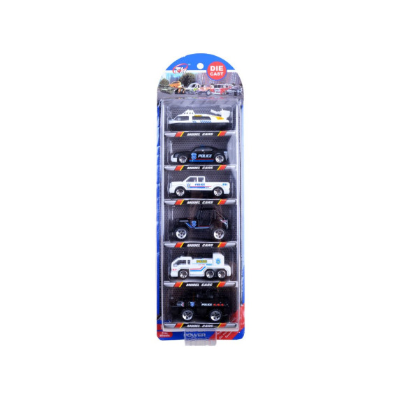 Set vehicule metalice - Inlea4Fun DIE CAST - vehicule de poliție 6 piese