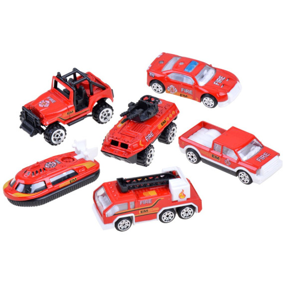 Set vehicule metalice - Inlea4Fun DIE CAST - 6 piese vehicule de pompieri