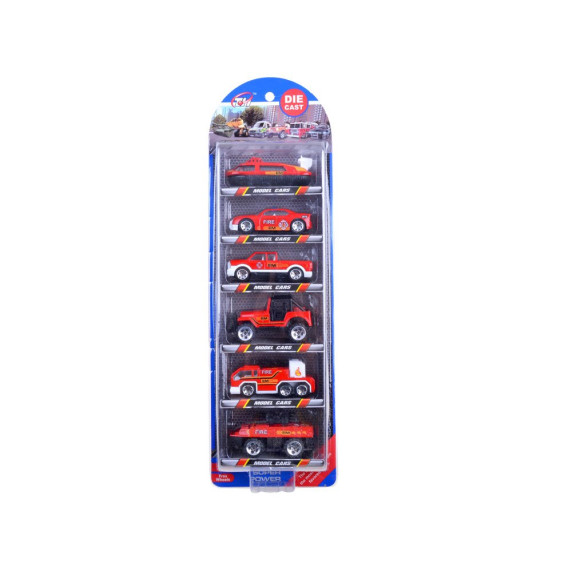 Set vehicule metalice - Inlea4Fun DIE CAST - 6 piese vehicule de pompieri