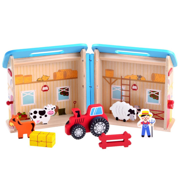 Összecsukható fa játszóház állatokkal Kids Toyland FARM