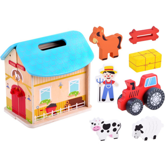 Összecsukható fa játszóház állatokkal Kids Toyland FARM