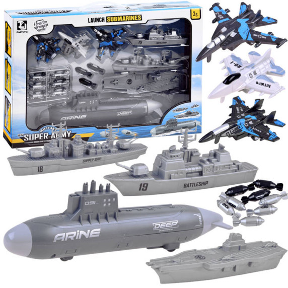 Játék tengeralattjáró hajó készlet 12 darabos Inlea4Fun MILITARY SUPER ARMY