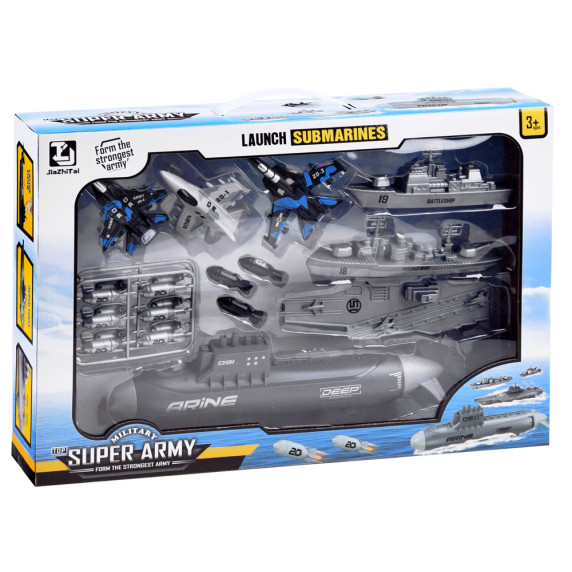 Játék tengeralattjáró hajó készlet 12 darabos Inlea4Fun MILITARY SUPER ARMY