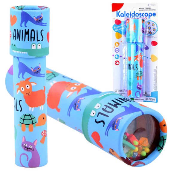 Caleidoscop rotativ pentru copii - Inlea4Fun FOREST ANIMALS - albastru