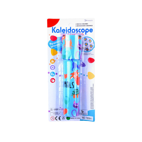 Caleidoscop rotativ pentru copii - Inlea4Fun FOREST ANIMALS - albastru