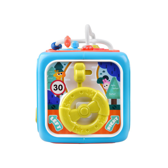 Cub educativ interactiv pentru copii - Inlea4Fun ACTIVITY CUBE BOX - albastru