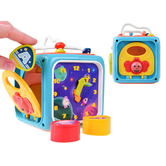 Cub educativ interactiv pentru copii - Inlea4Fun ACTIVITY CUBE BOX - albastru