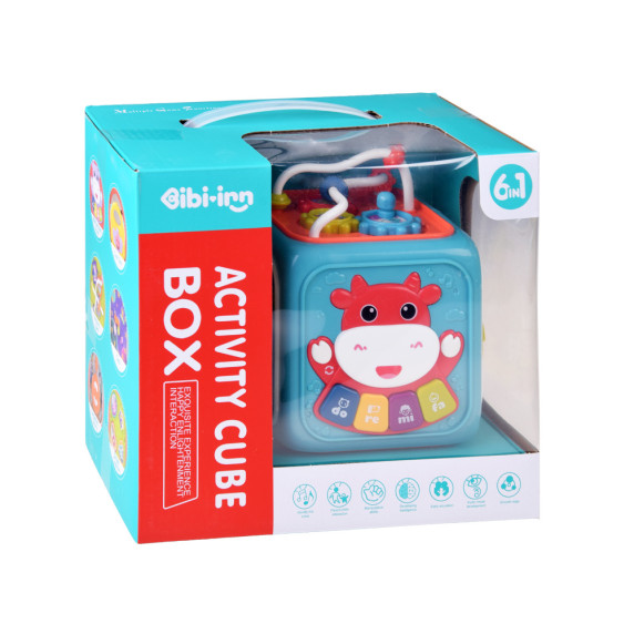 Cub educativ interactiv pentru copii - Inlea4Fun ACTIVITY CUBE BOX - albastru