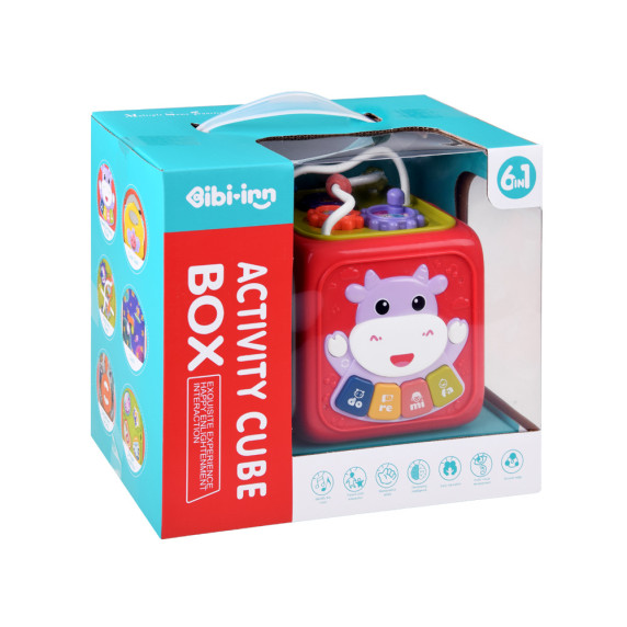 Cub educativ interactiv pentru copii - Inlea4Fun ACTIVITY CUBE BOX - roz