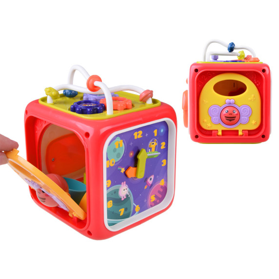Cub educativ interactiv pentru copii - Inlea4Fun ACTIVITY CUBE BOX - roz