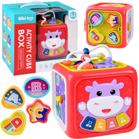 Cub educativ interactiv pentru copii - Inlea4Fun ACTIVITY CUBE BOX - roz