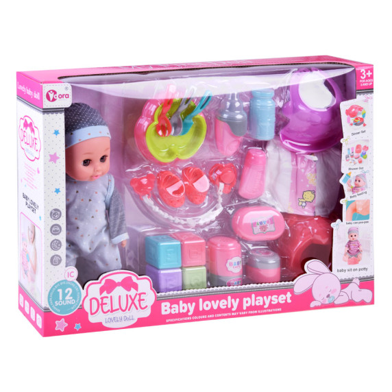 Interaktív játékbaba kiegészítőkkel Inlea4Fun DELUXE LOVELY DOLL