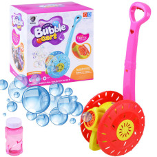 Bublifuk na kolieskach s vodiacou tyčou Inlea4Fun BUBBLE CART - červený - 