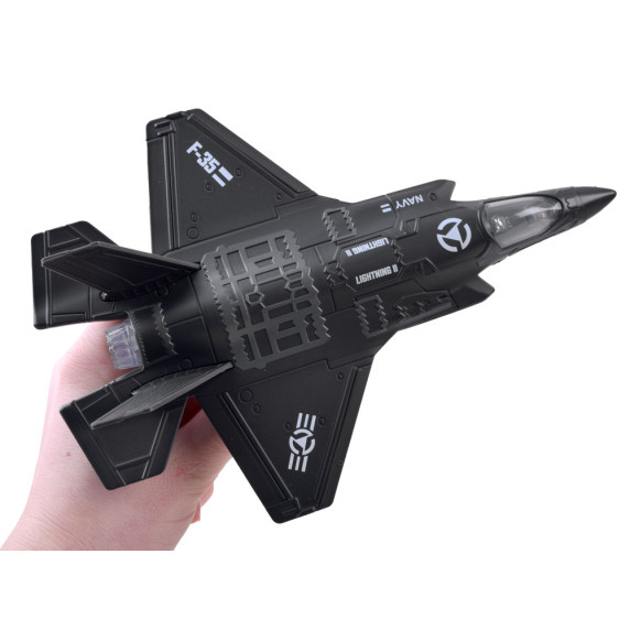 Avion de luptă F-25 metalic -  Inlea4Fun METAL PLANE - negru